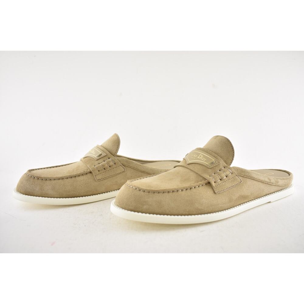 Dior Boy Mule Corde Beige Suede Leather Backless Slip On Logo Loafer Flat 42 - Picture 15 of 16